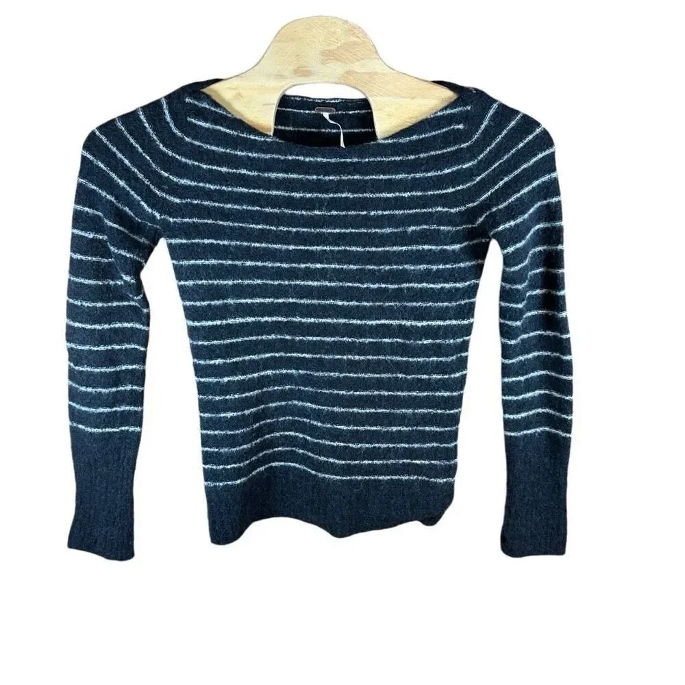 Free People Alpaca Blend Sweater Medium (M) Heather Grey Striped
